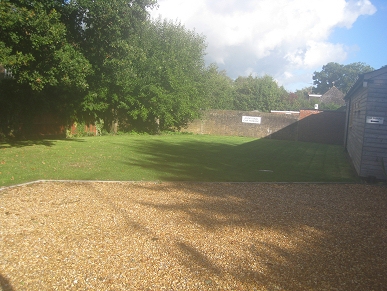 The grassed area at the rear